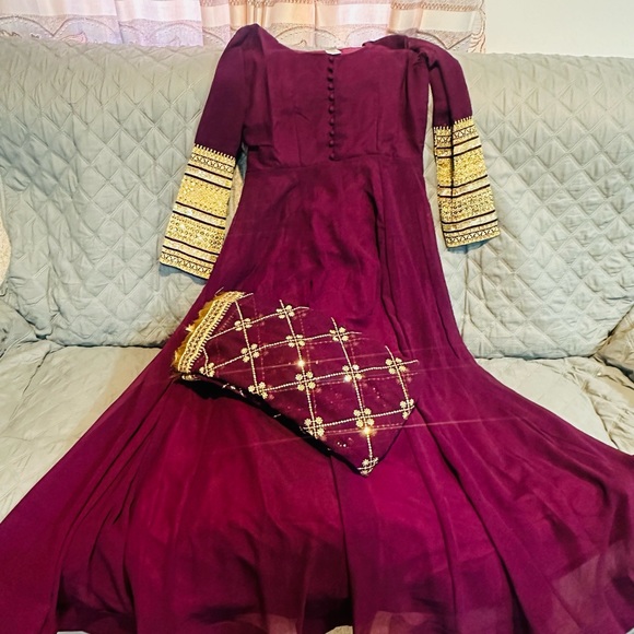 Purple faux Georgette anarkali suit size small eid collection - Picture 7 of 10